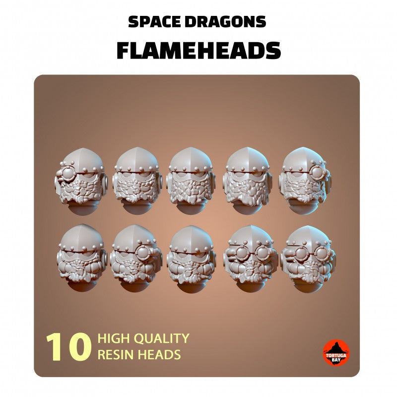 M3 Flame Dragon Helmets | Galaxy Marines Bits (10) - MKIII Battle Brothers- Tortugabay - 3d Printed Mini Marines